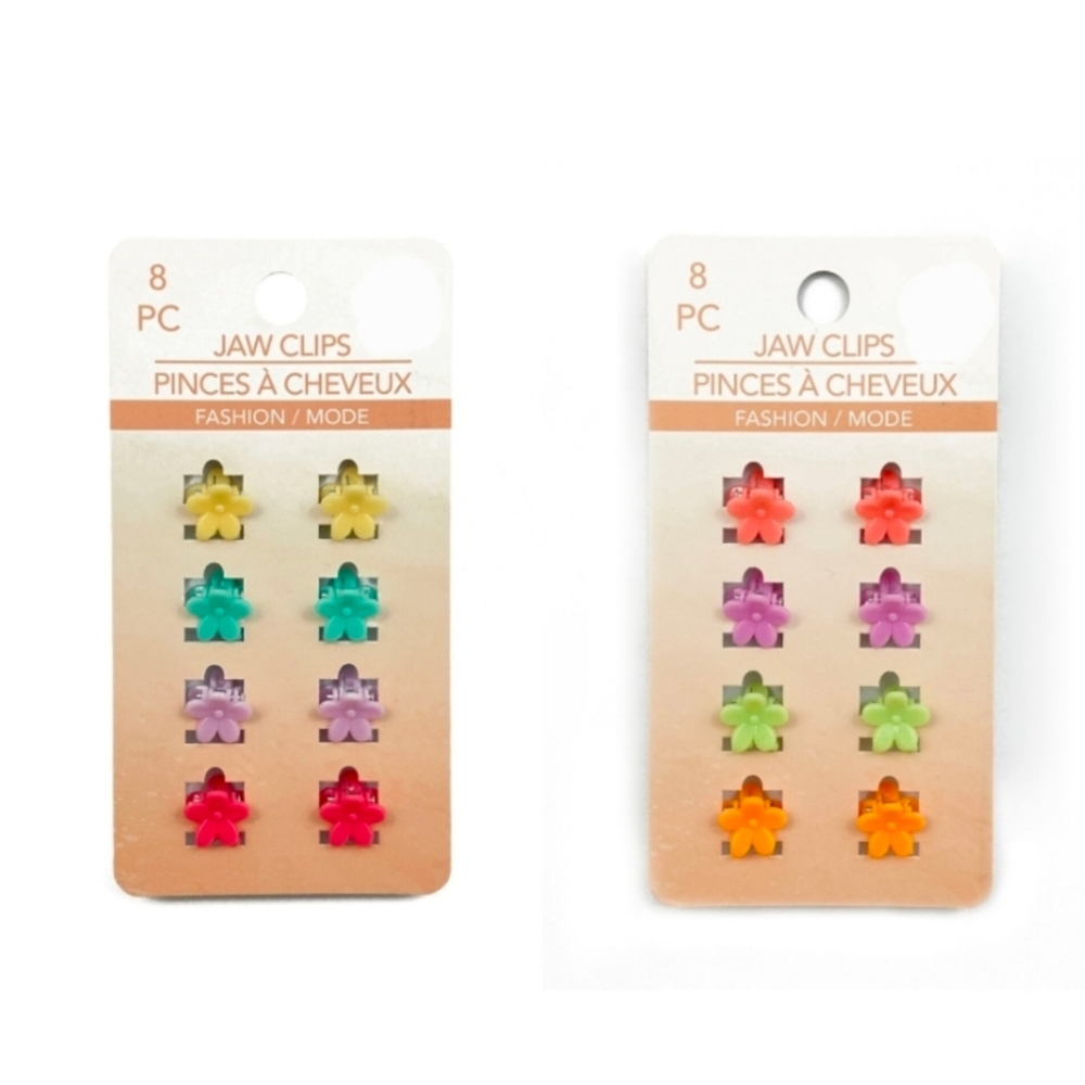 2 x 8pk Mini Colorful Flower Jaw Clips Set BNIB